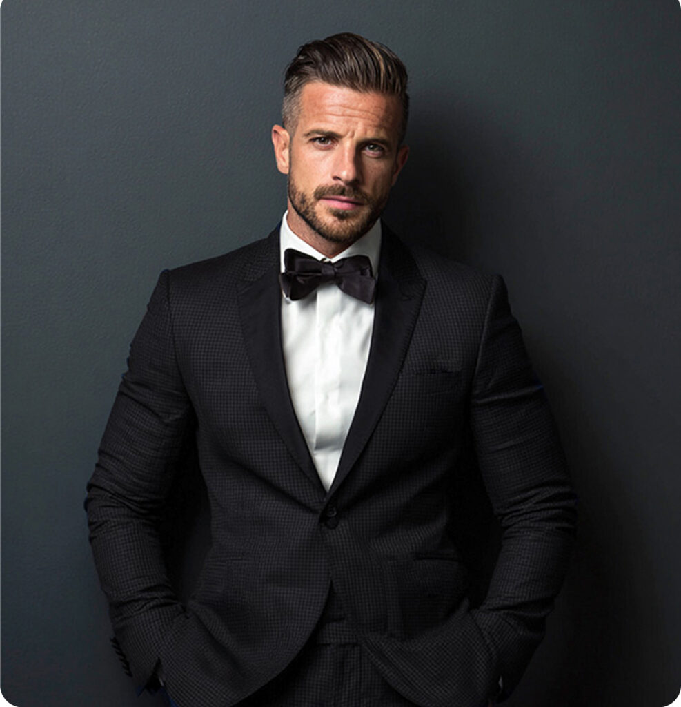 IKE BEHAR CHECKERED SLIM FIT PEAK LAPEL TUXEDO Style No. 51552
