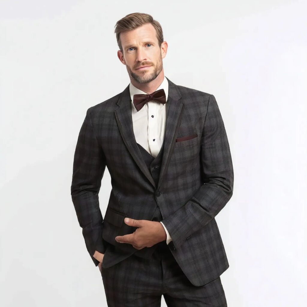 ALLURE GREY PLAID SLIM FIT TUXEDO Style No. 51722