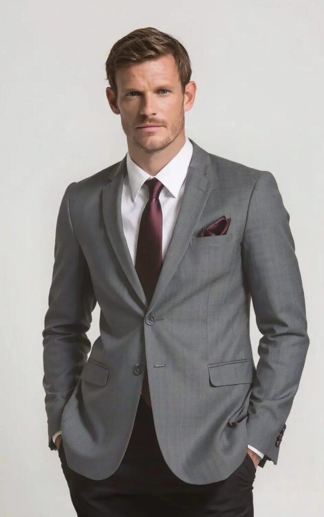 JEAN YVES STEEL GRAY NOTCH COLLAR 2 BUTTON SUIT Style No. 5292