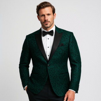 GREEN PAISLEY PEAK LAPEL TUXEDO Style No. 8041